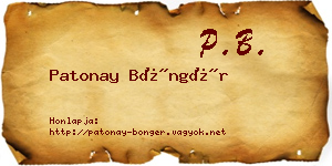 Patonay Böngér névjegykártya